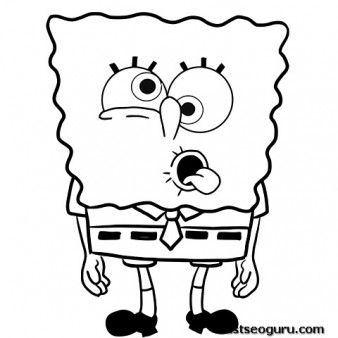 Printable Cartoon SpongeBob Funny Face coloring pages Printable Coloring Pages