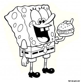 Printable Cartoon spongebob eating hamburger coloring page – Printable Coloring … Wallpaper