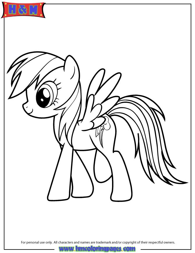 Rainbow Dash My Little Pony Cartoon Coloring Page Wallpaper