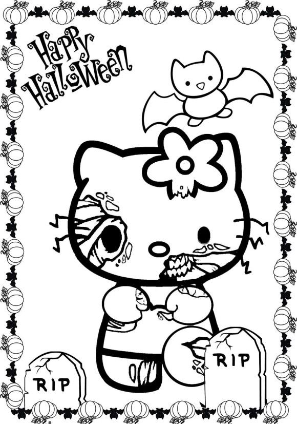 Scary Halloween Hello Kitty Coloring Pages Wallpaper