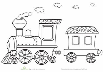 Toy Train Coloring Page | Education.com Wallpaper