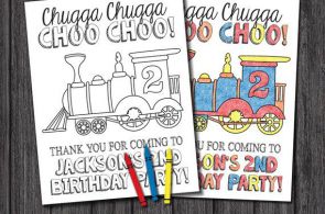 Train Birthday Coloring Page | Printable DIY Digital File | 8.5" x 11"...
