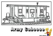 Train Coloring Page For Kids Of Army Train Caboose