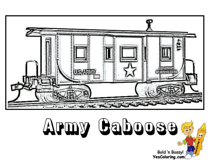 Train Coloring Page For Kids Of Army Train Caboose Wallpaper
