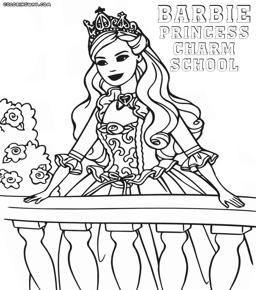 Barbie Coloring Pages Princess Charm School Wallpaper
