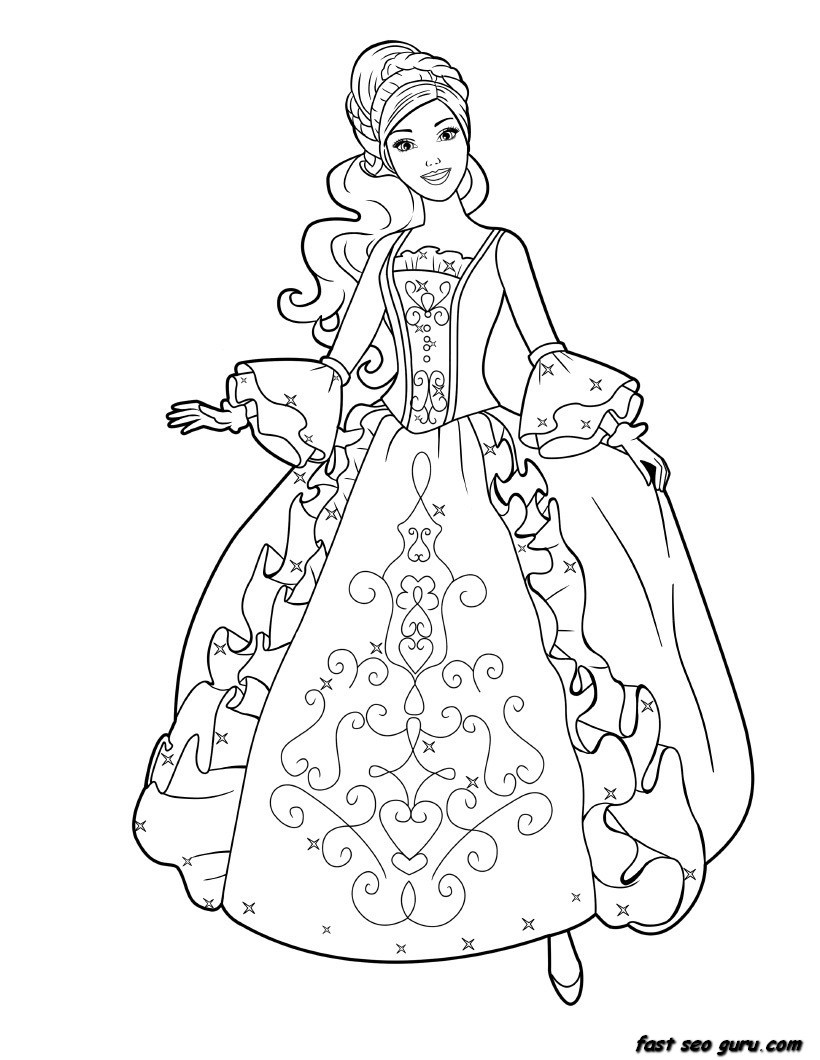 Barbie Princess Coloring Pages to Print Free Wallpaper