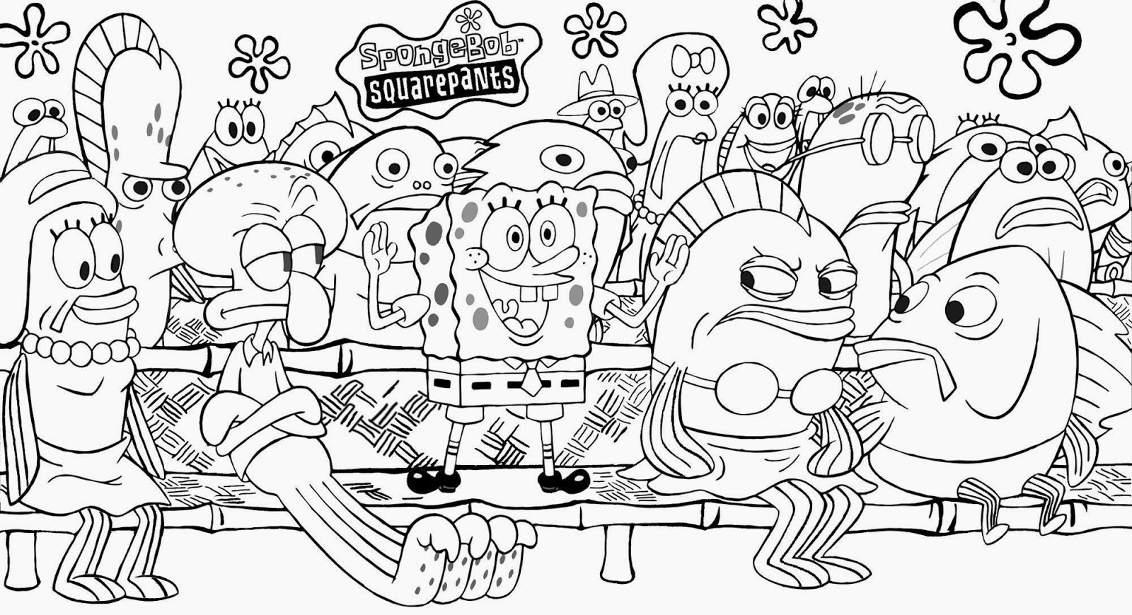Black and White Spongebob Coloring Pages Wallpaper