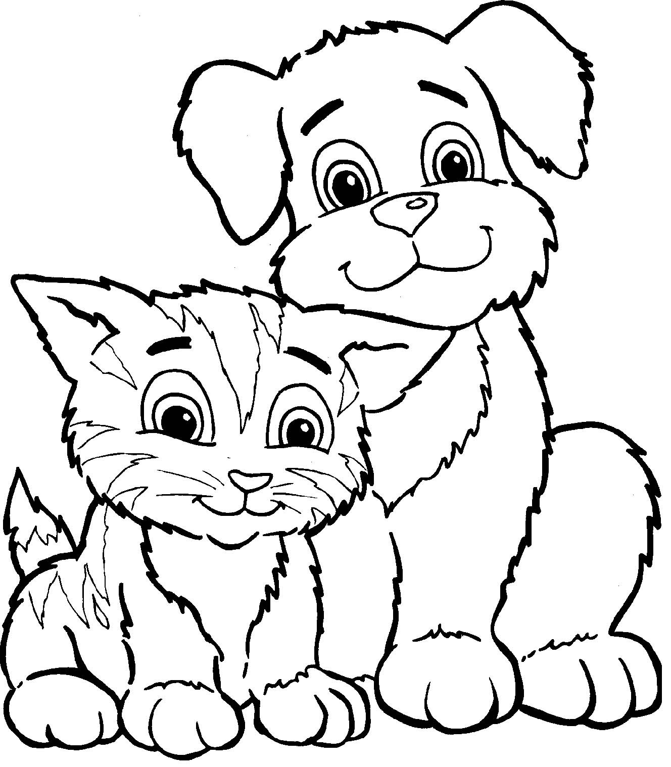 Cat and Dog Coloring Pages Wallpaper