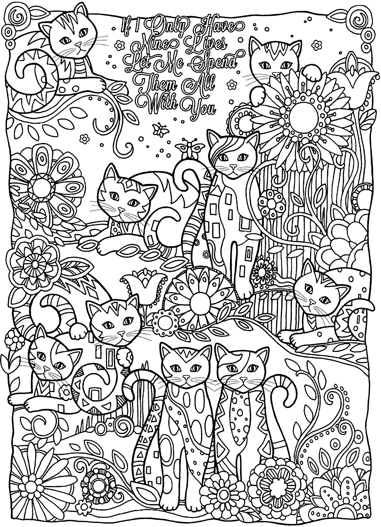 Cat Coloring Pages for Adults Wallpaper