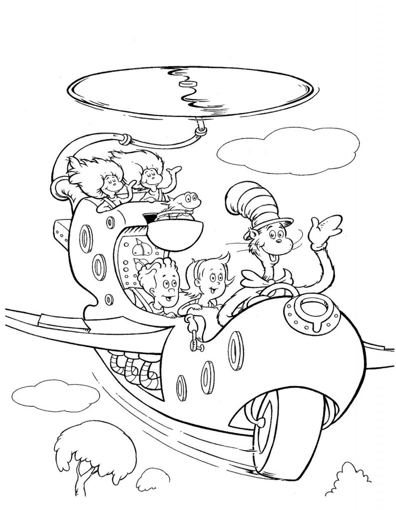 Cat In the Hat Coloring Pages Free Printable - BubaKids.com