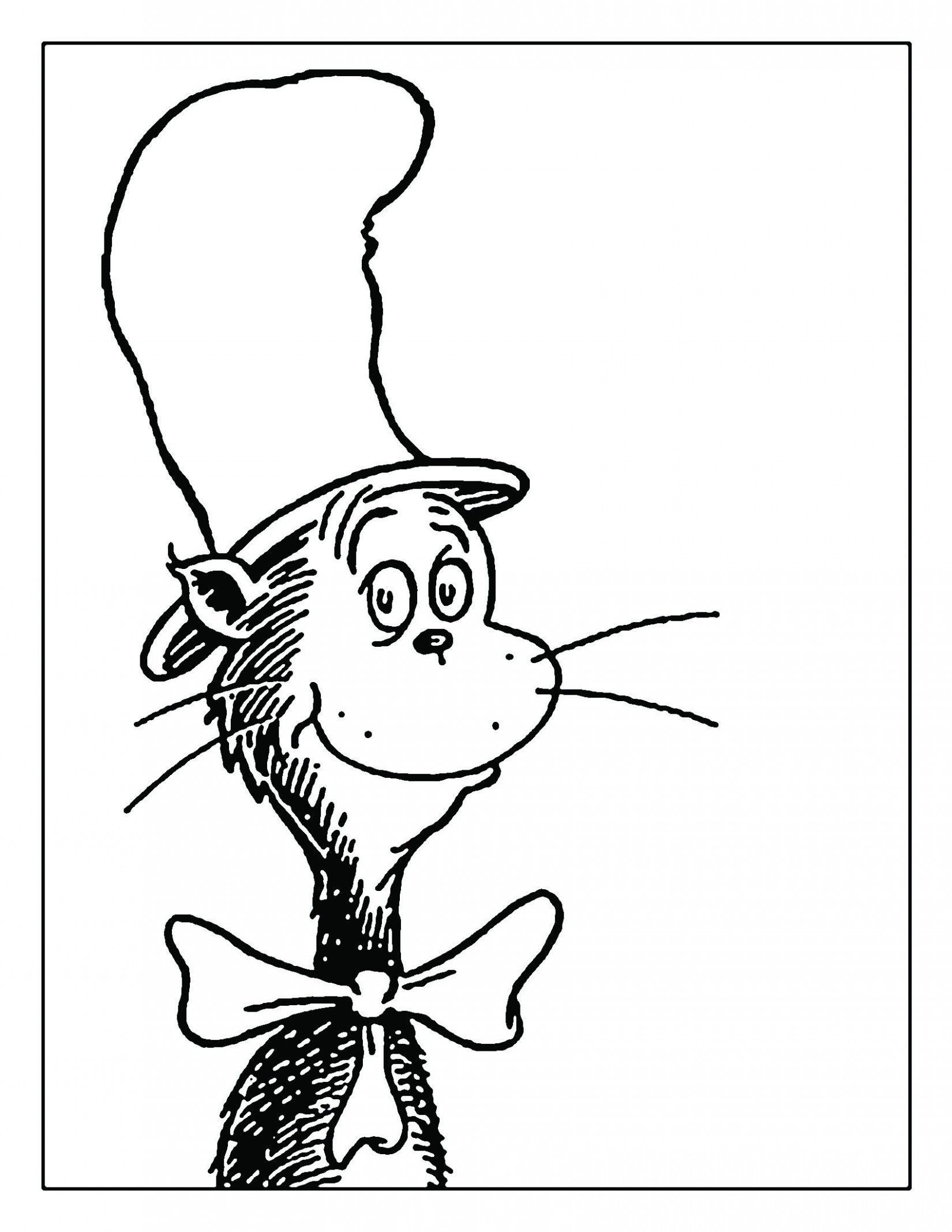 Cat In the Hat Face Coloring Pages