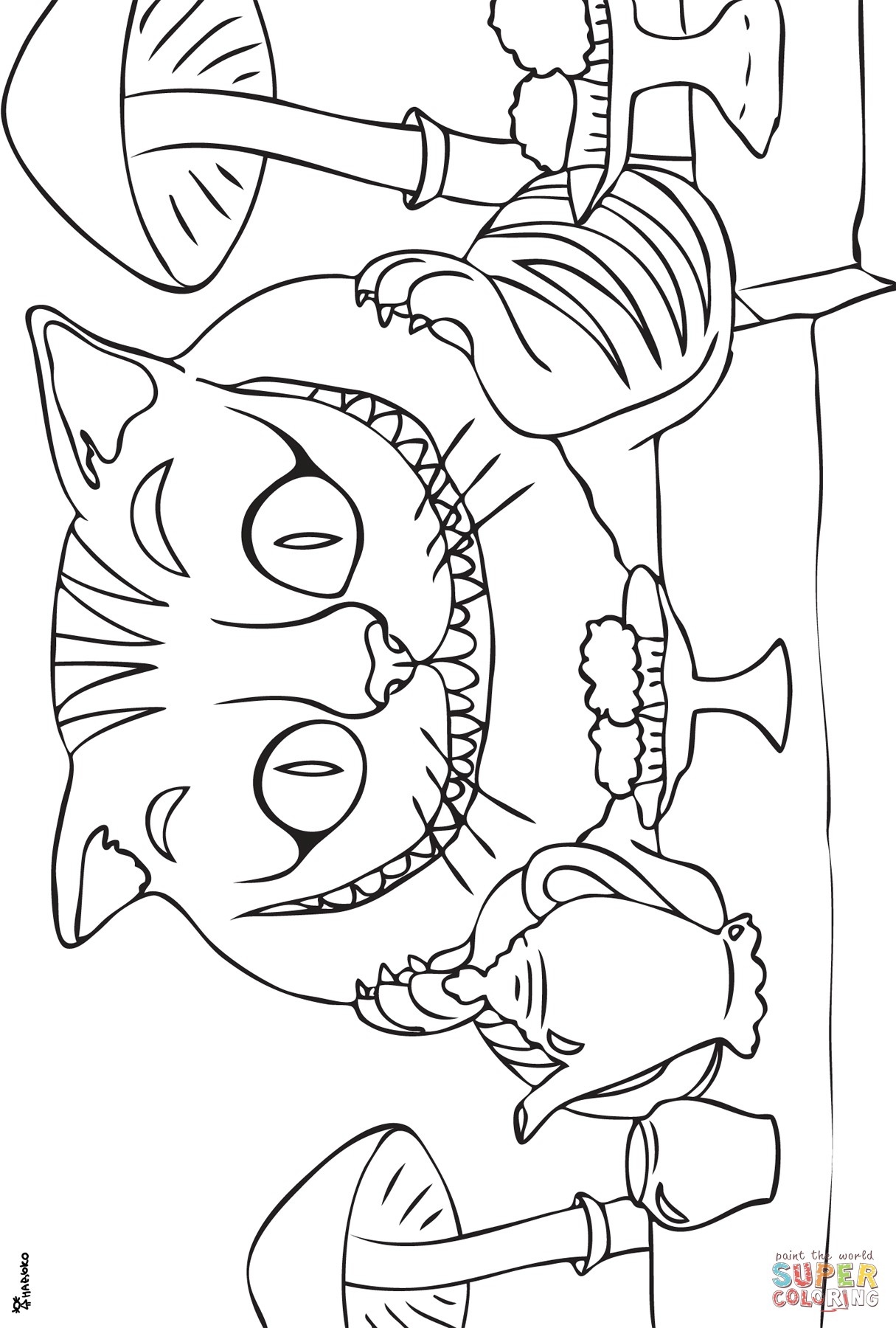 Cheshire Cat Coloring Page Wallpaper