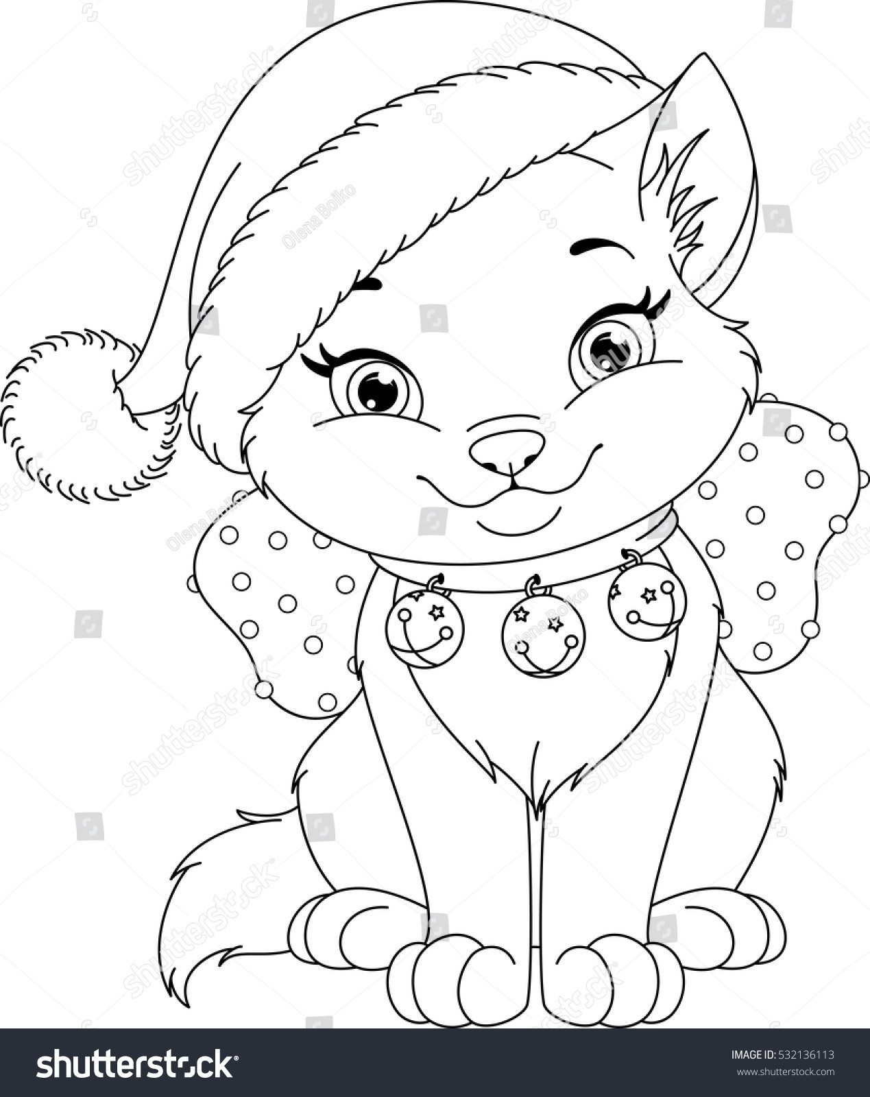 Christmas Cat Coloring Page Wallpaper