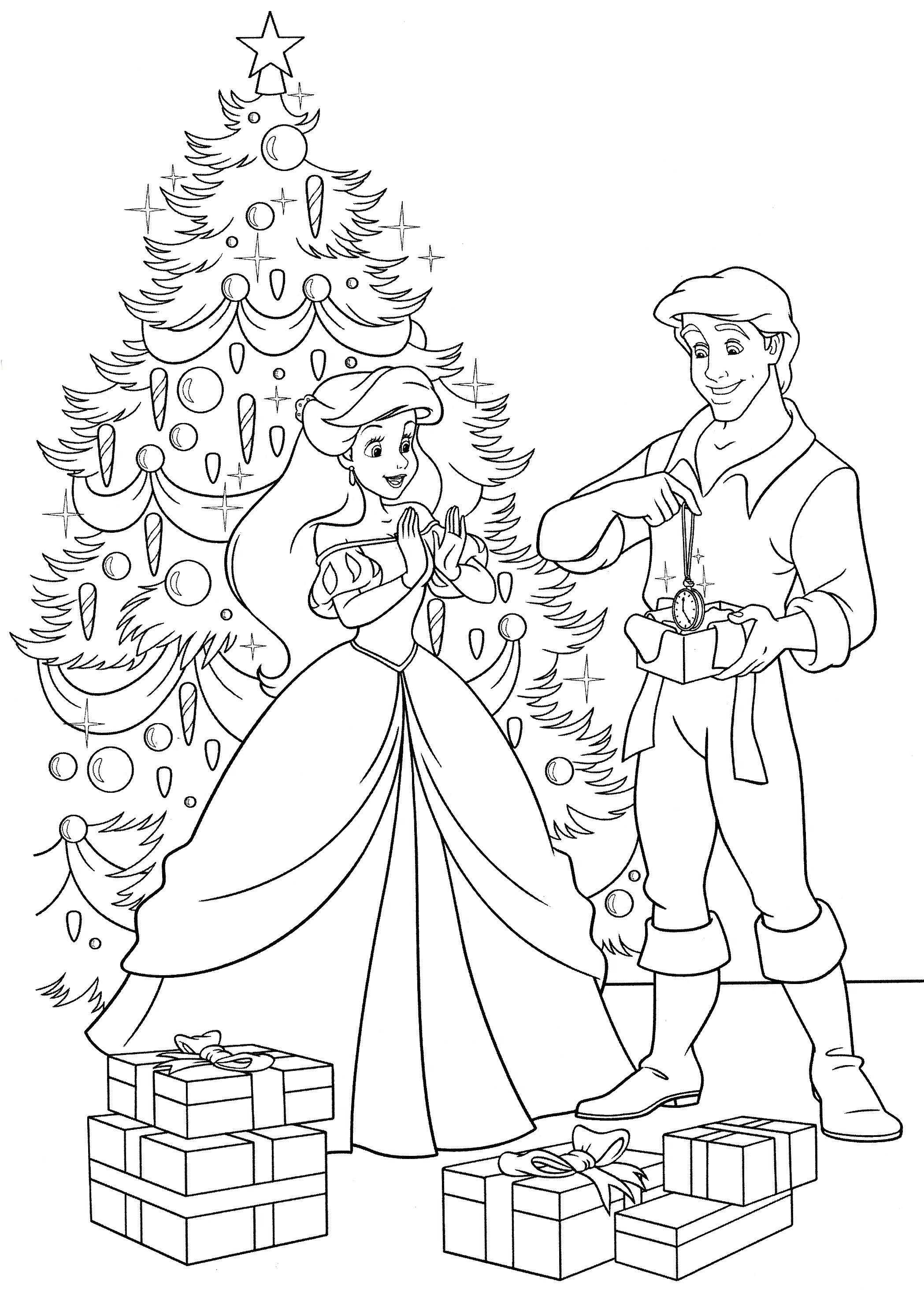 Christmas Princess Coloring Page