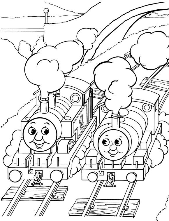 coloring page Thomas the Train Kids-n-Fun Wallpaper