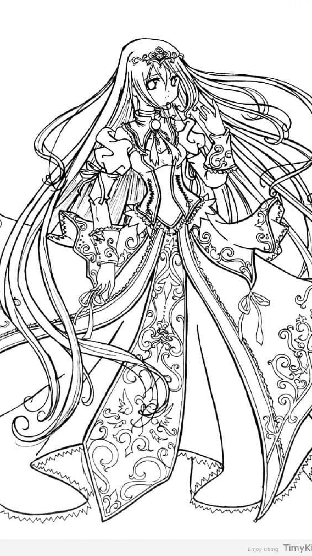 Coloring Page Anime Princess Wallpaper