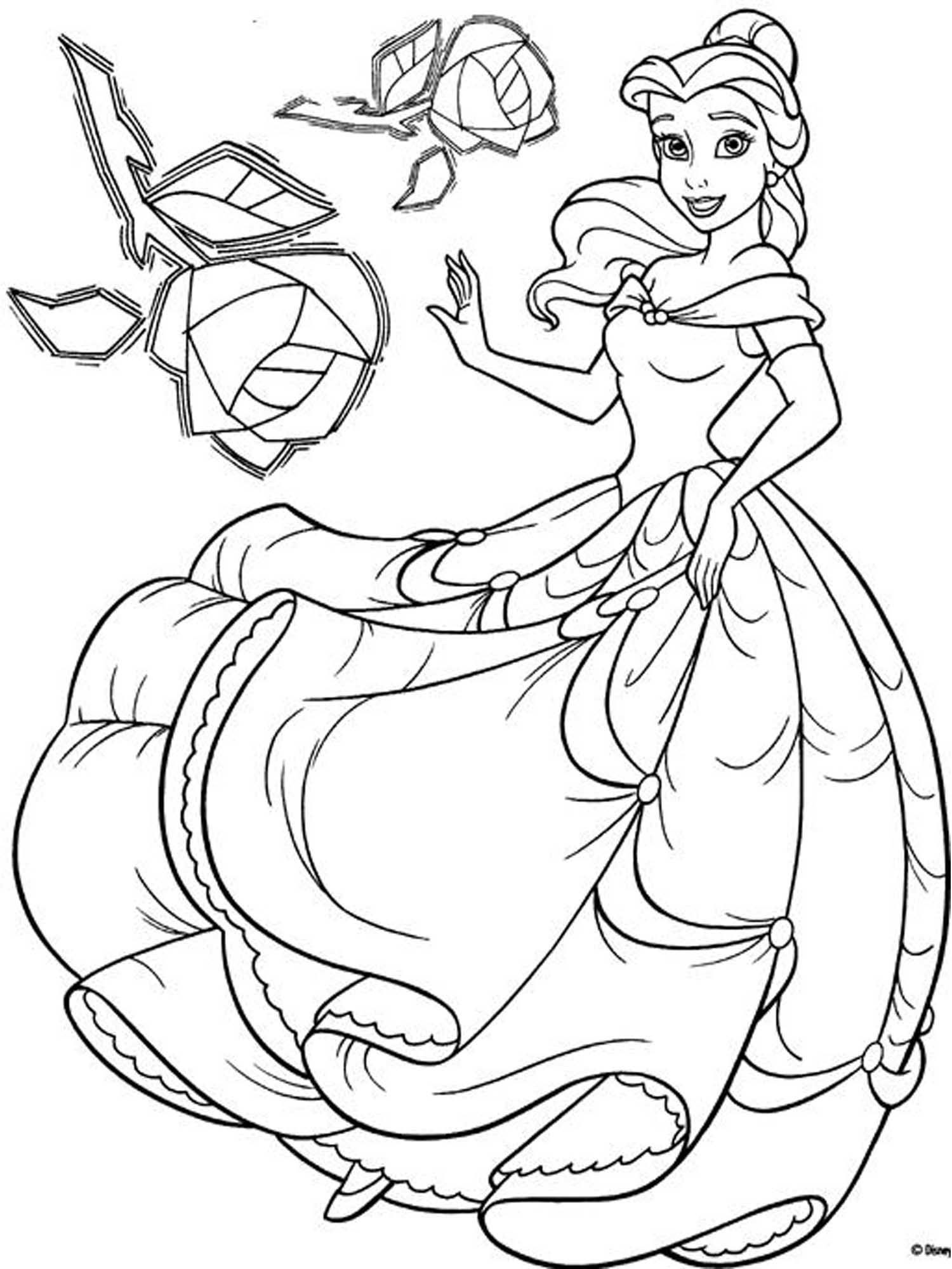 Coloring Page Of Princess Belle Wallpaper
