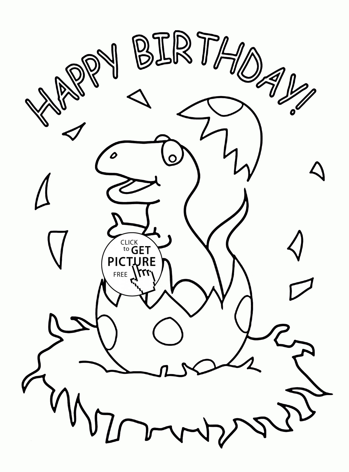 Dinosaur Coloring Pages Happy Birthday