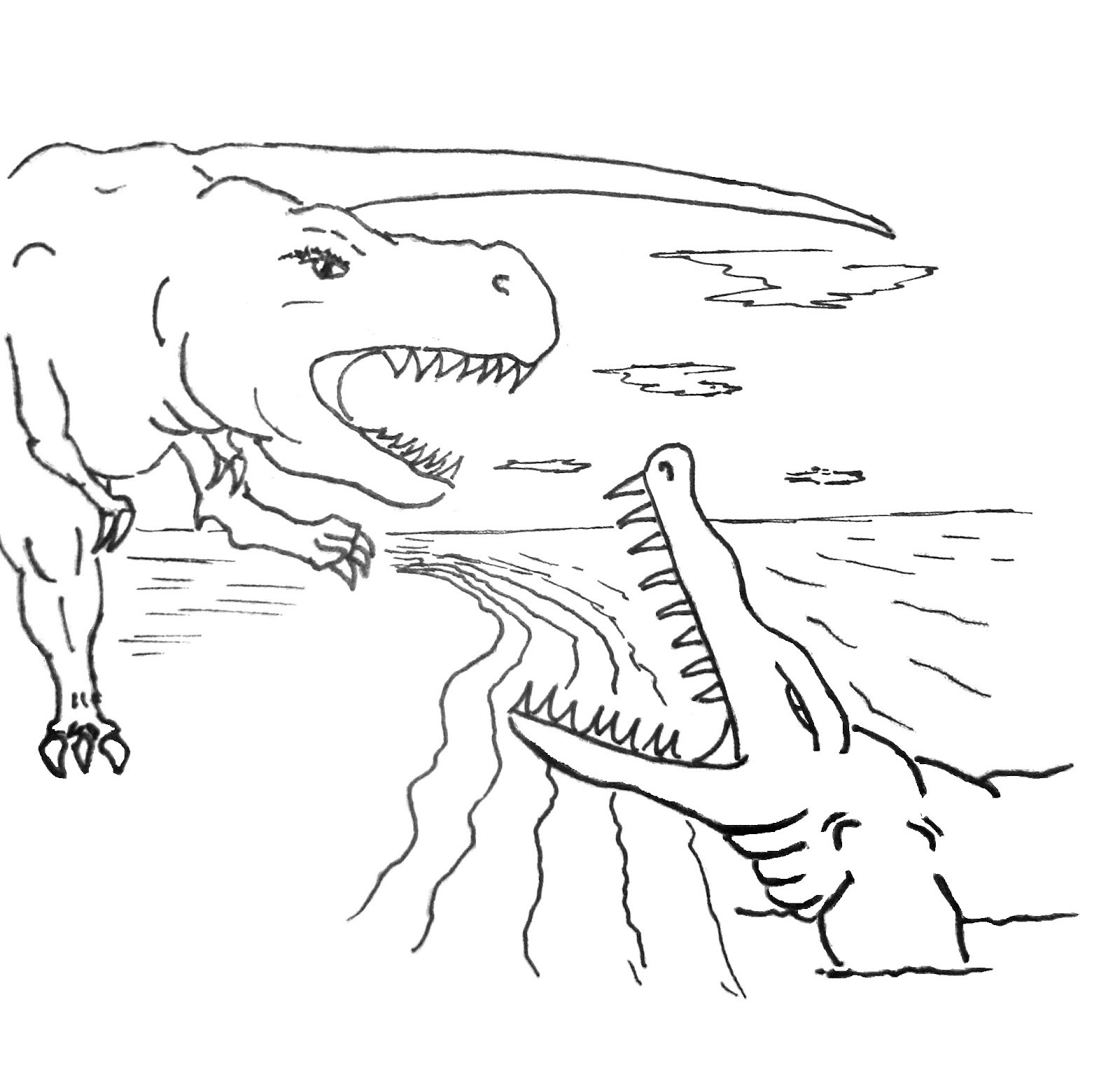 Dinosaurs Fighting Coloring Pages Wallpaper