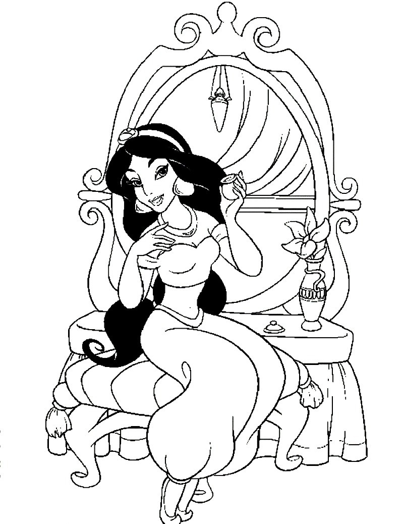 Disney Princess Jasmine Printable Coloring Pages - BubaKids.com