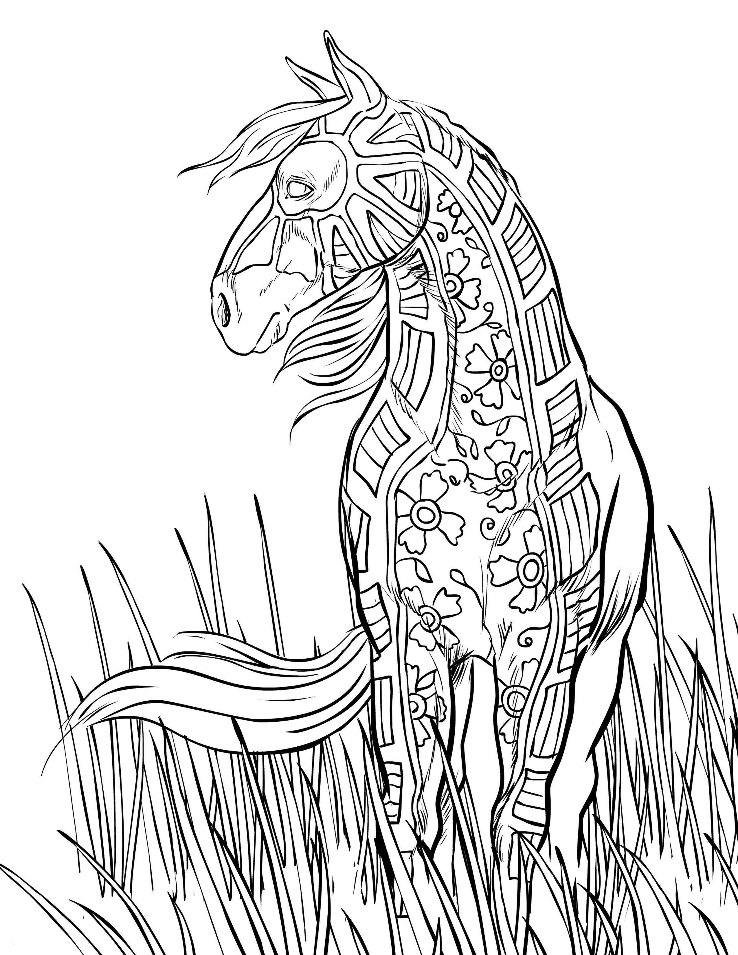 Free Coloring Pages for Horses Wallpaper