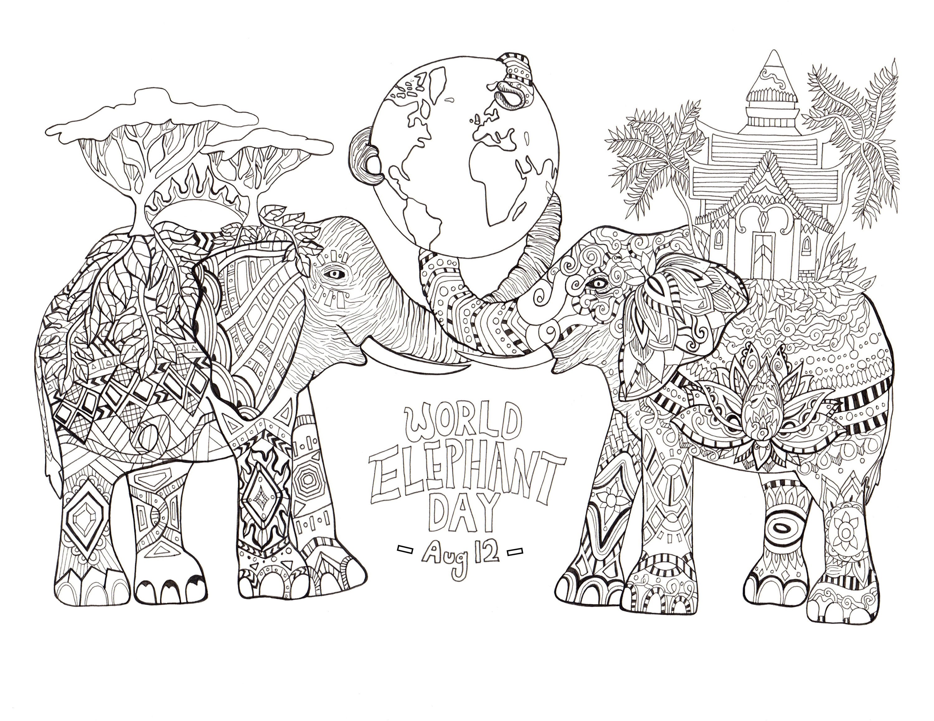 Free Elephant Coloring Pages Wallpaper