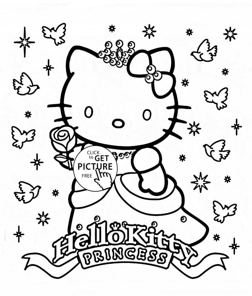 Hello Kitty Princess Coloring Page | BubaKids.com