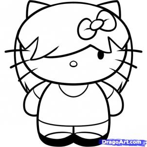how to draw emo hello kitty