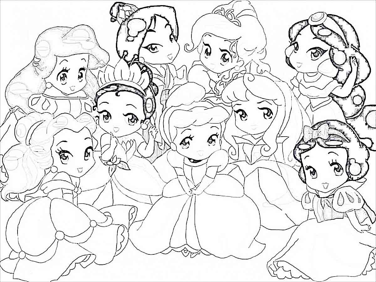 Kawaii Disney Princess Coloring Pages