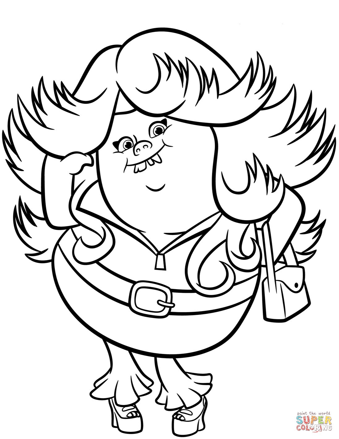 Lady Glitter Sparkles Trolls Coloring Pages