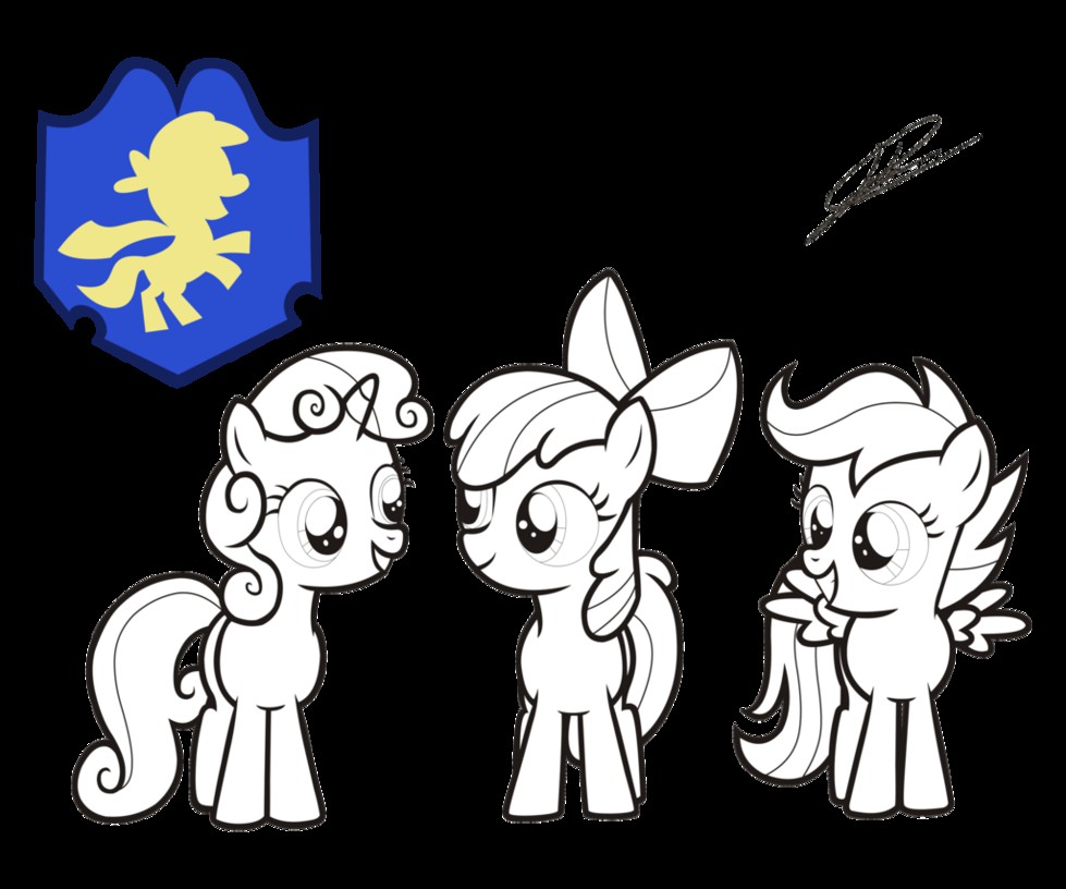Perspective My Little Pony Cutie Mark Crusaders Coloring Pages MLP FiM LineArt By DSonic720