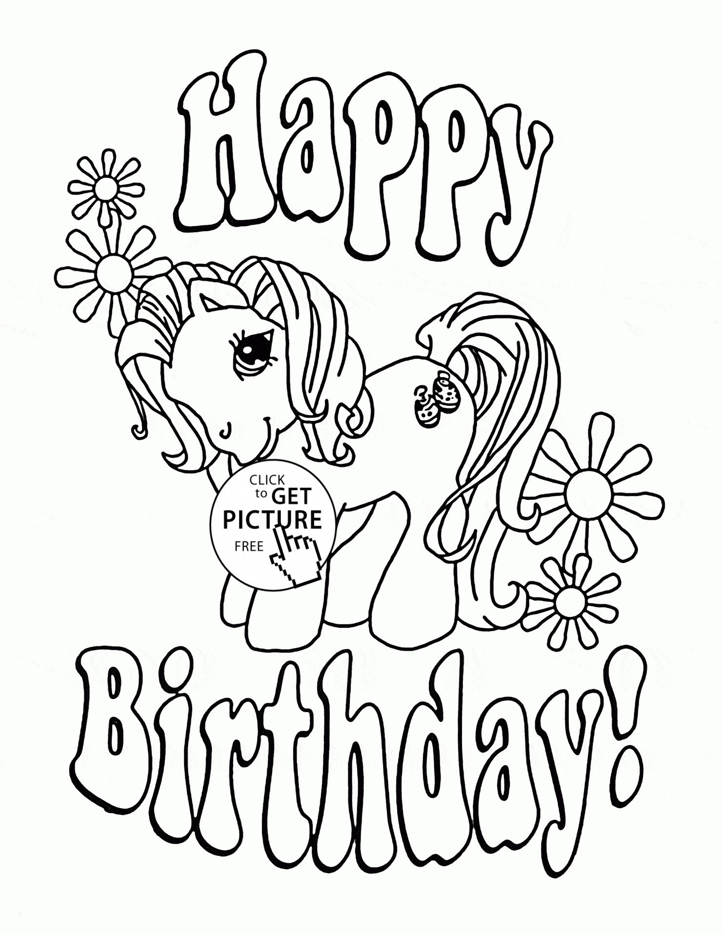 My Little Pony Happy Birthday Coloring Page Wallpaper