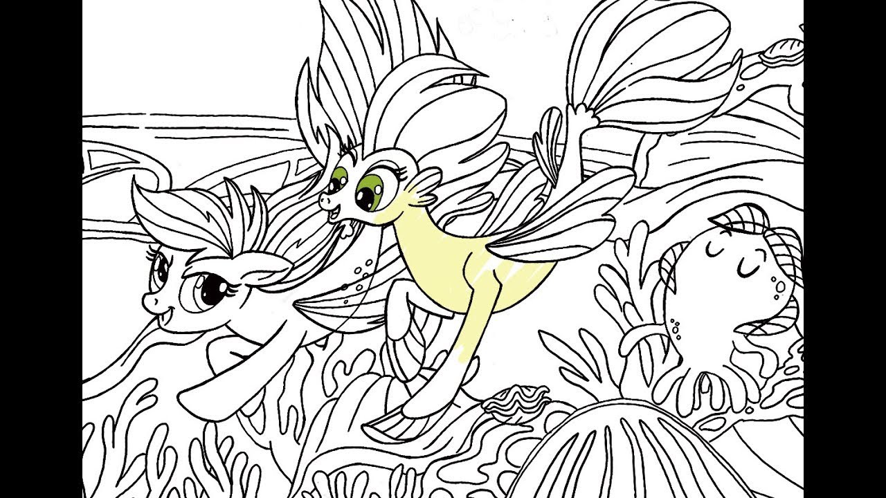 My little pony movie • Undersea ponies • Rainbow dash mermaid coloring page for kids