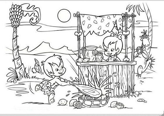 pebbels and bambam Cartoon Coloring Pages | Little Pebbles and Bamm Bamm Colorin… Wallpaper