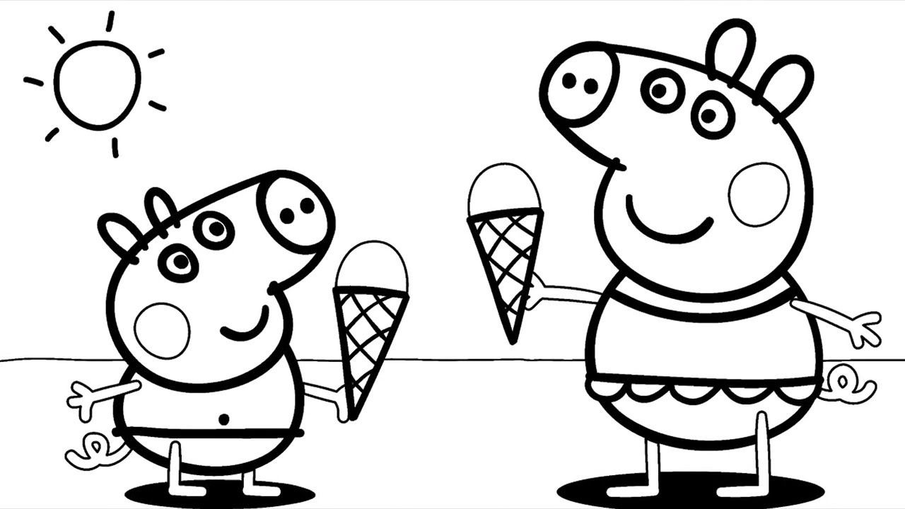 Peppa Pig at the Beach Coloring Pages Wallpaper