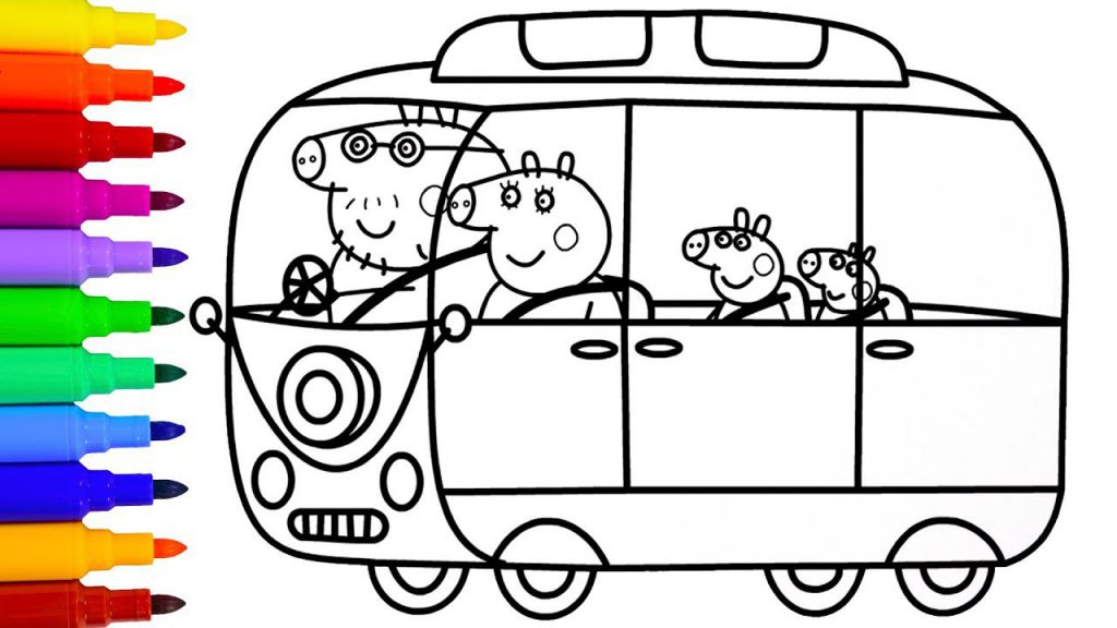 Peppa Pig Camper Van Coloring Pages | BubaKids.com