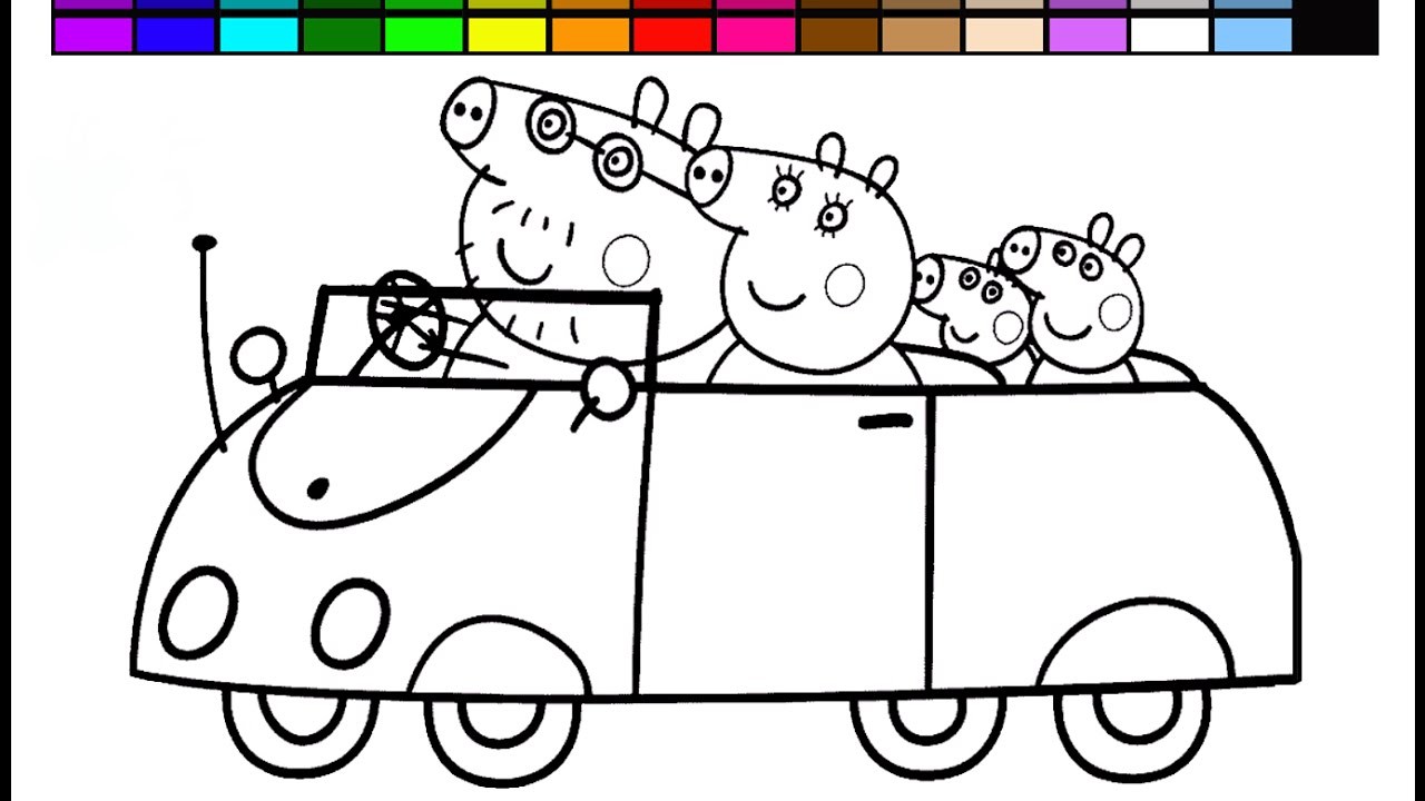 Peppa Pig Coloring Pages Car Wallpaper
