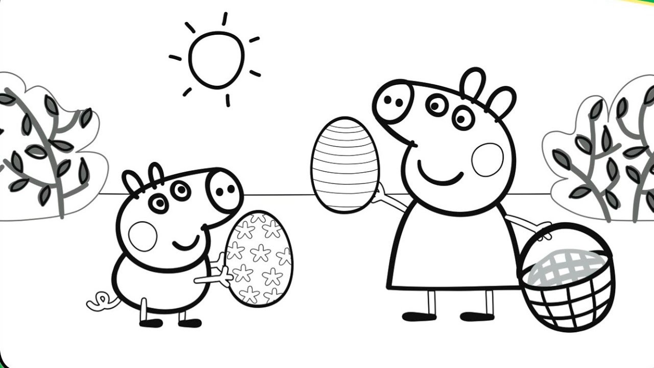 Peppa Pig Swimming Coloring Pages - BubaKids.com
