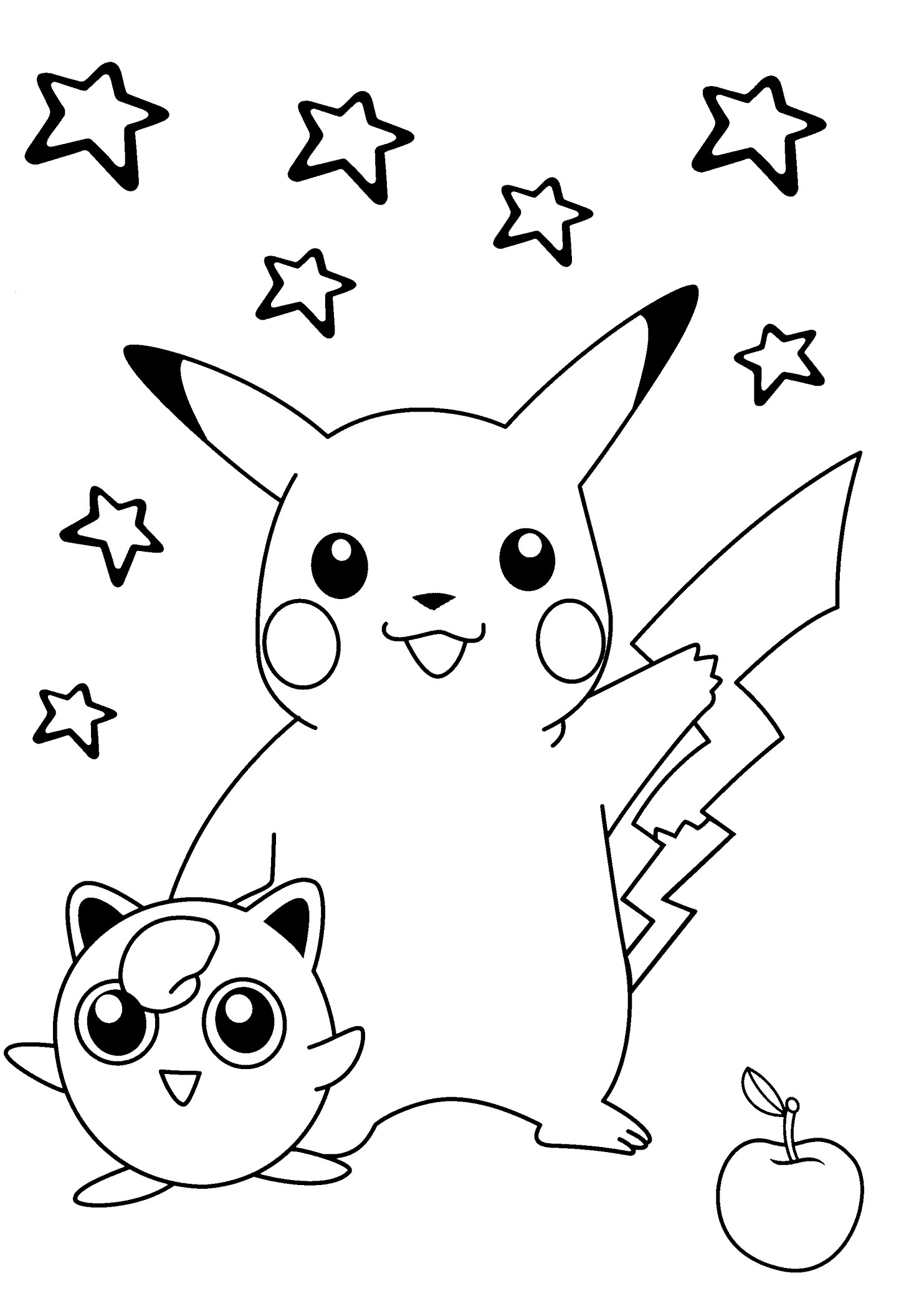Pikachu Black and White Coloring Page Wallpaper