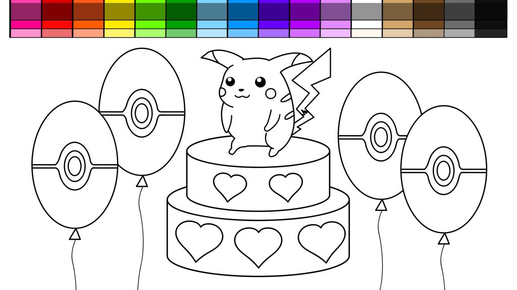 Pikachu Heart Coloring Page  BubaKids.com