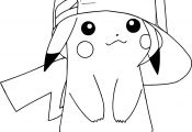 Pikachu with A Hat Coloring Page Pikachu with A Hat Coloring Page