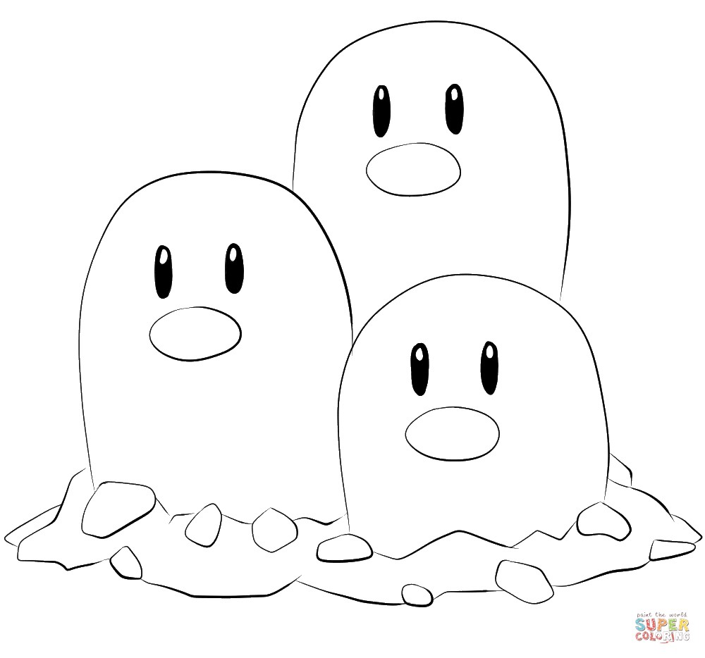 Pokemon Coloring Pages Dugtrio