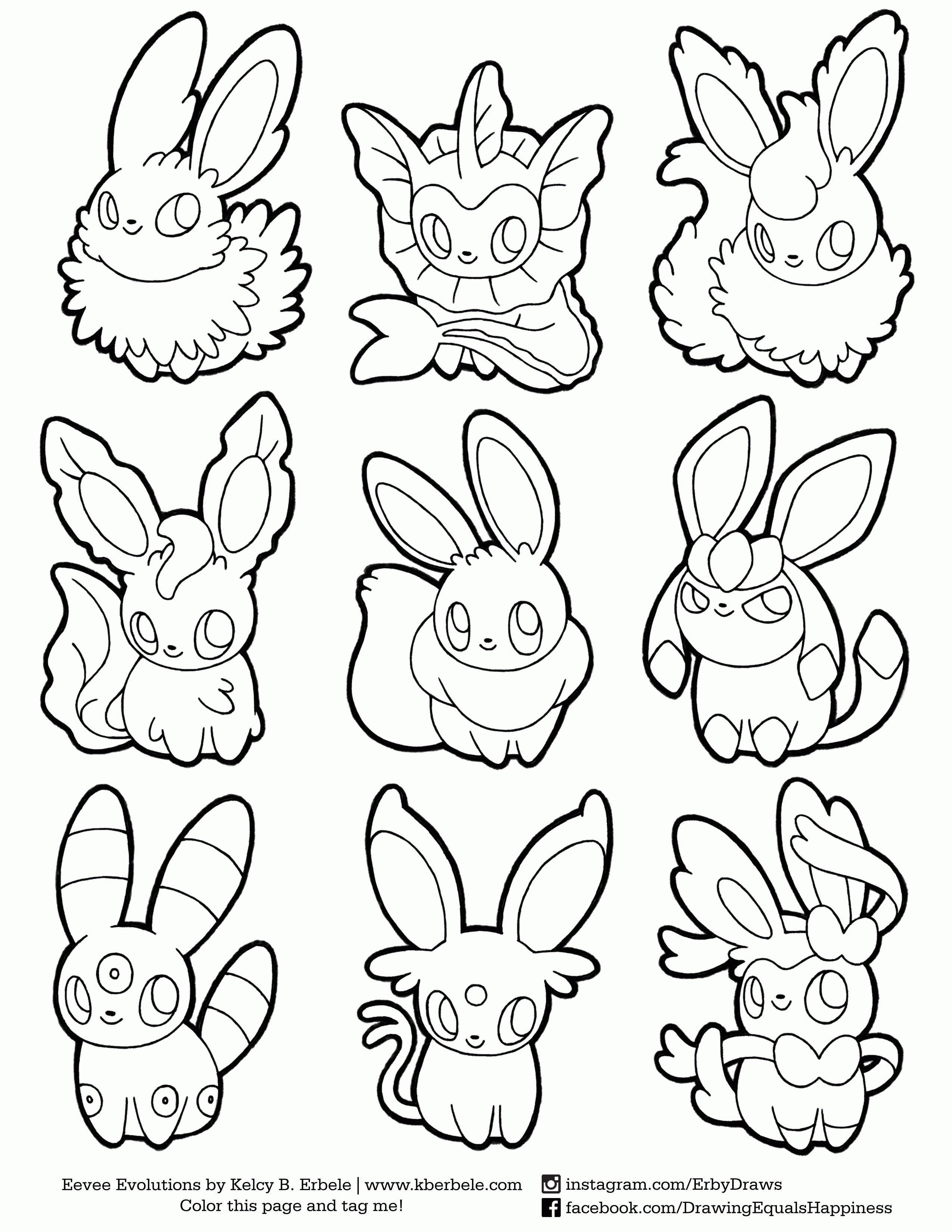 Pokemon Coloring Pages Eevee Evolutions together Wallpaper