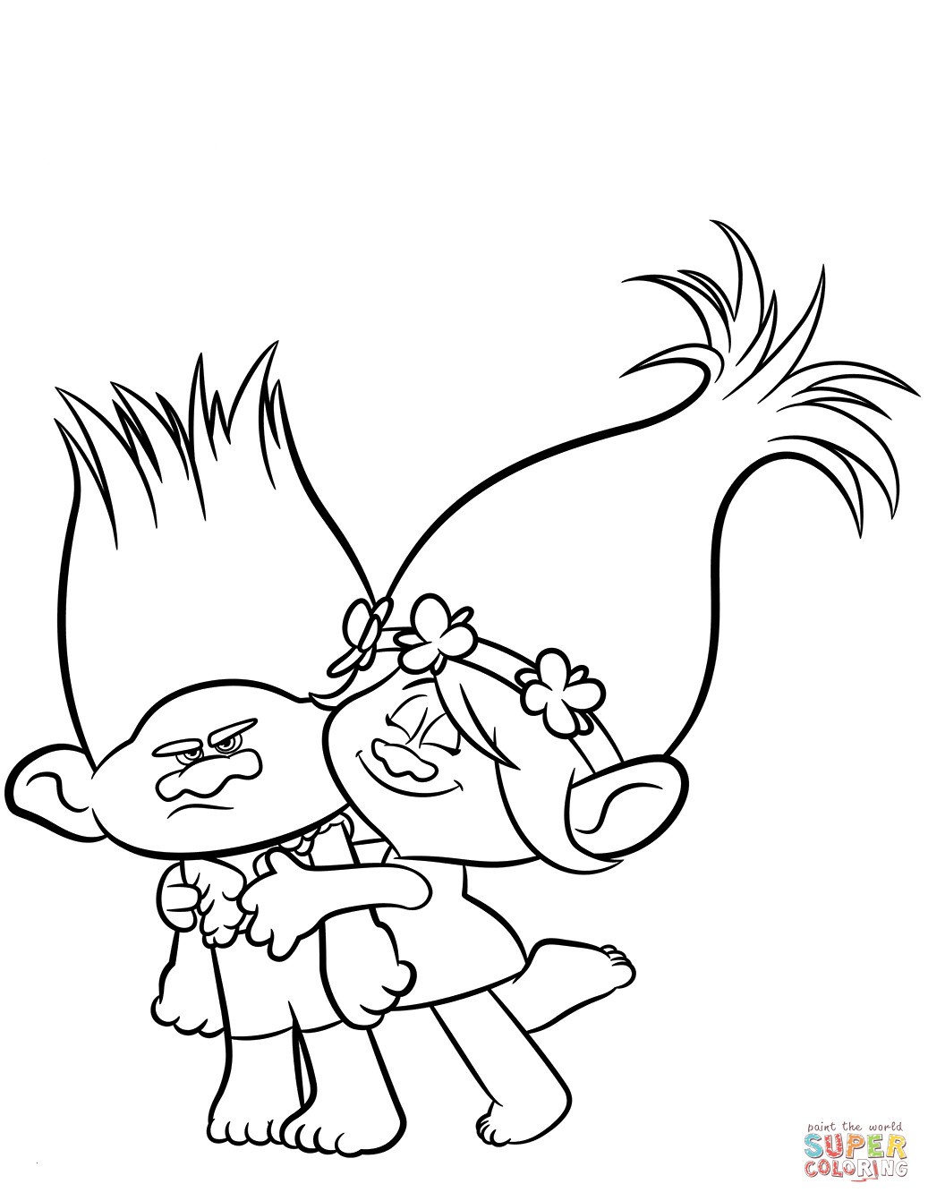 Poppy and Branch Troll Coloring Page Wallpaper