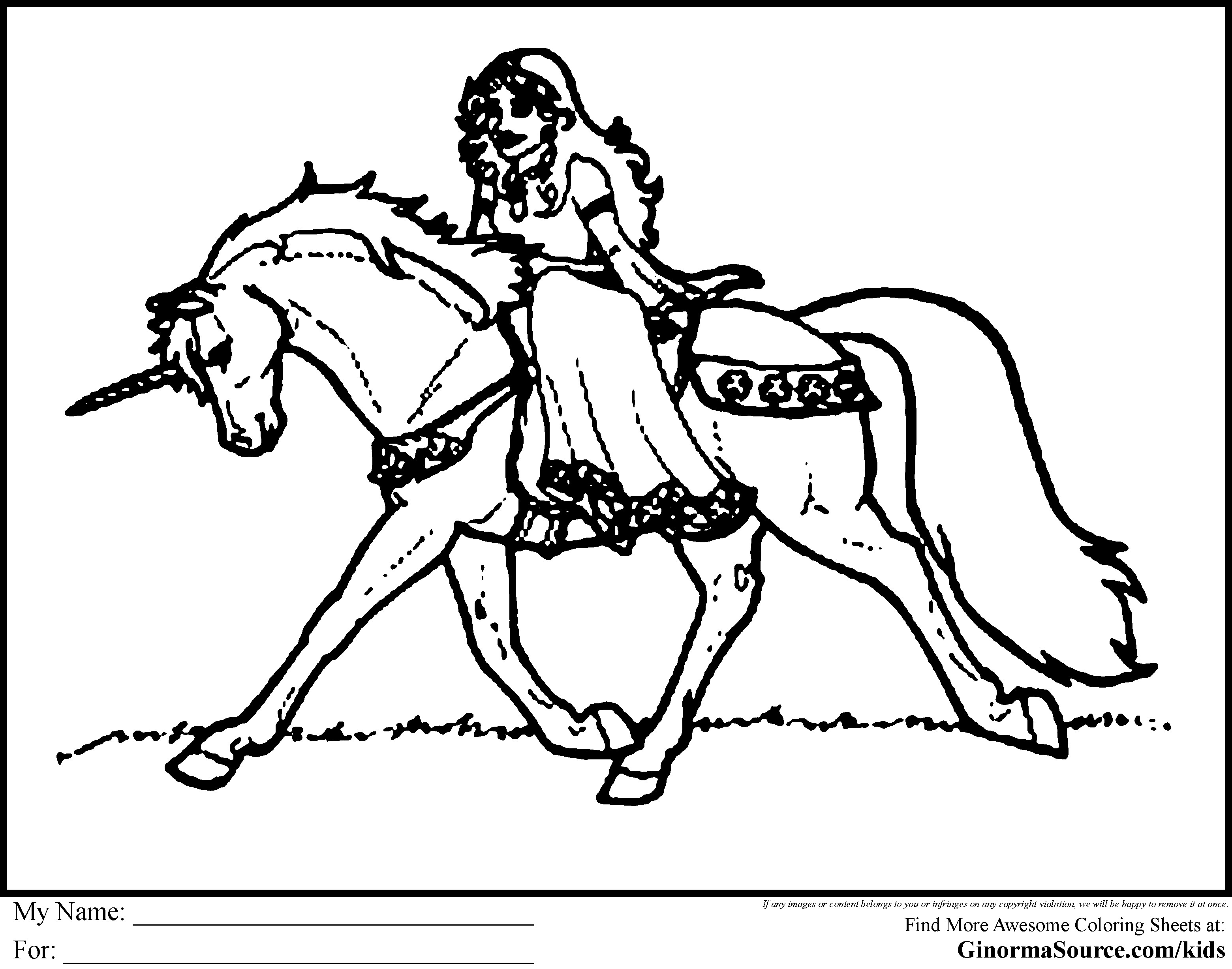 Princess and Unicorn Coloring Pages Wallpaper