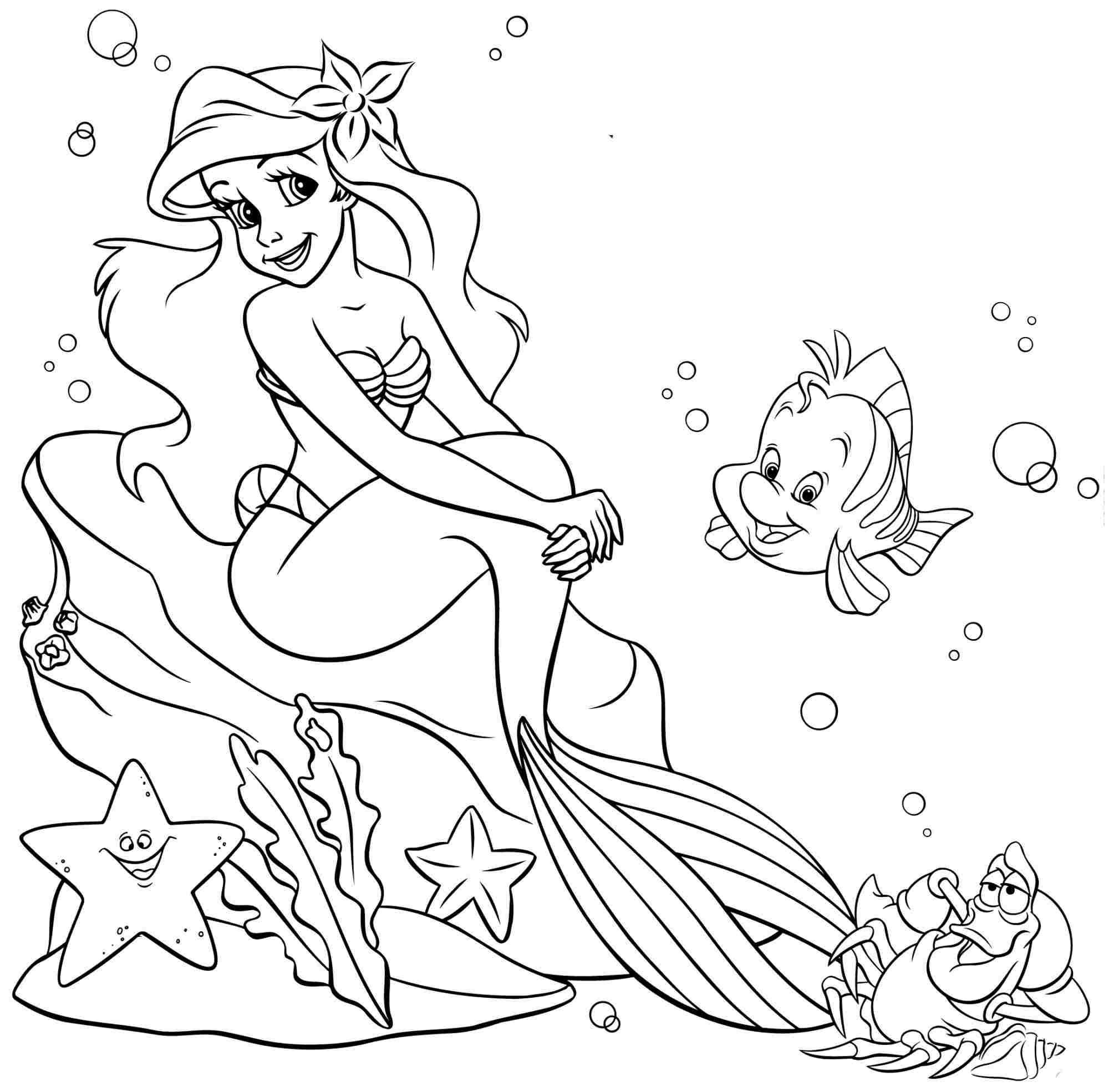 Princess Coloring Pages Little Mermaid Wallpaper