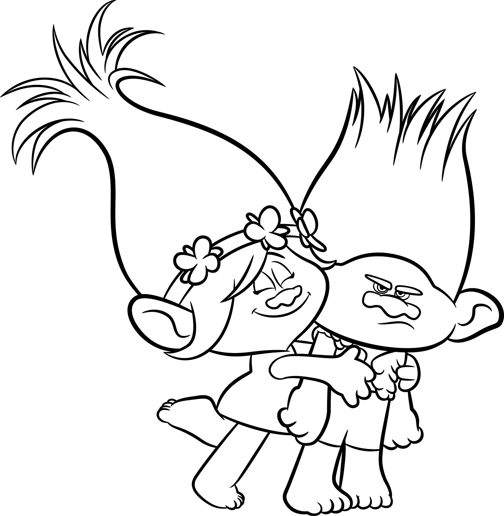 Princess Poppy and Branch Coloring Page Wallpaper