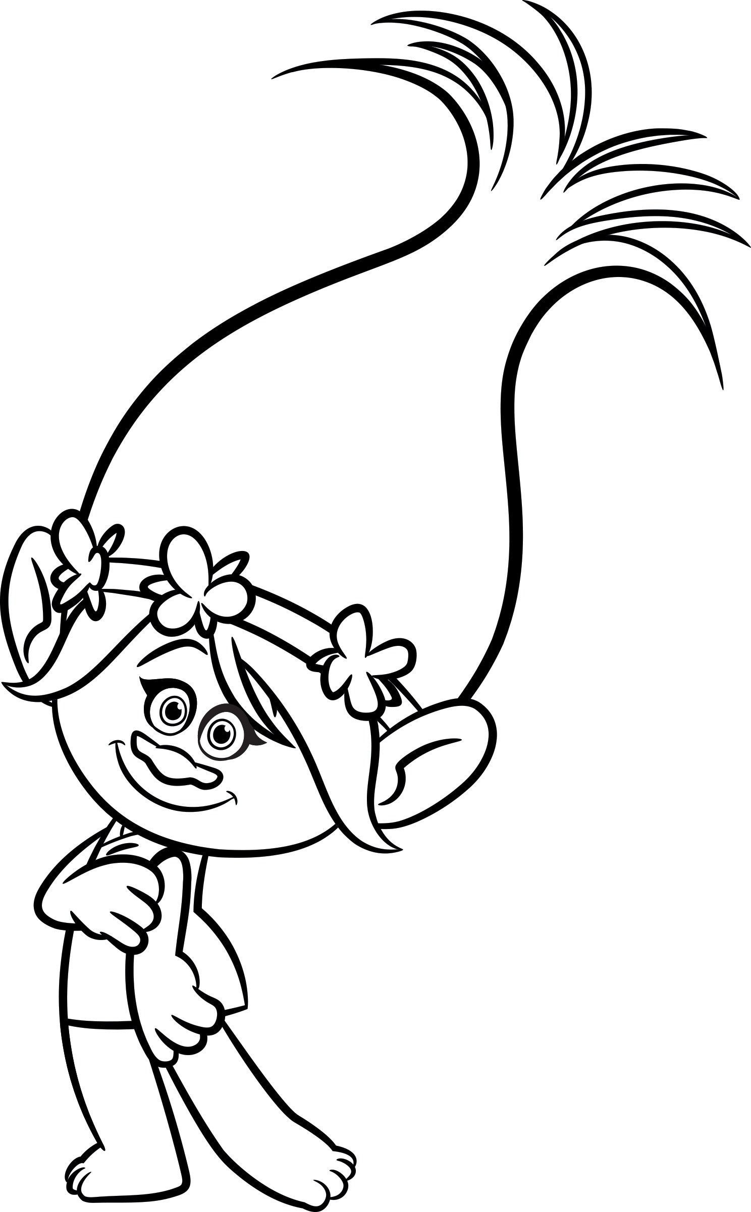 Princess Poppy Troll Coloring Page