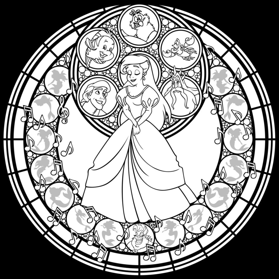 Princess Stained Glass Coloring Pages