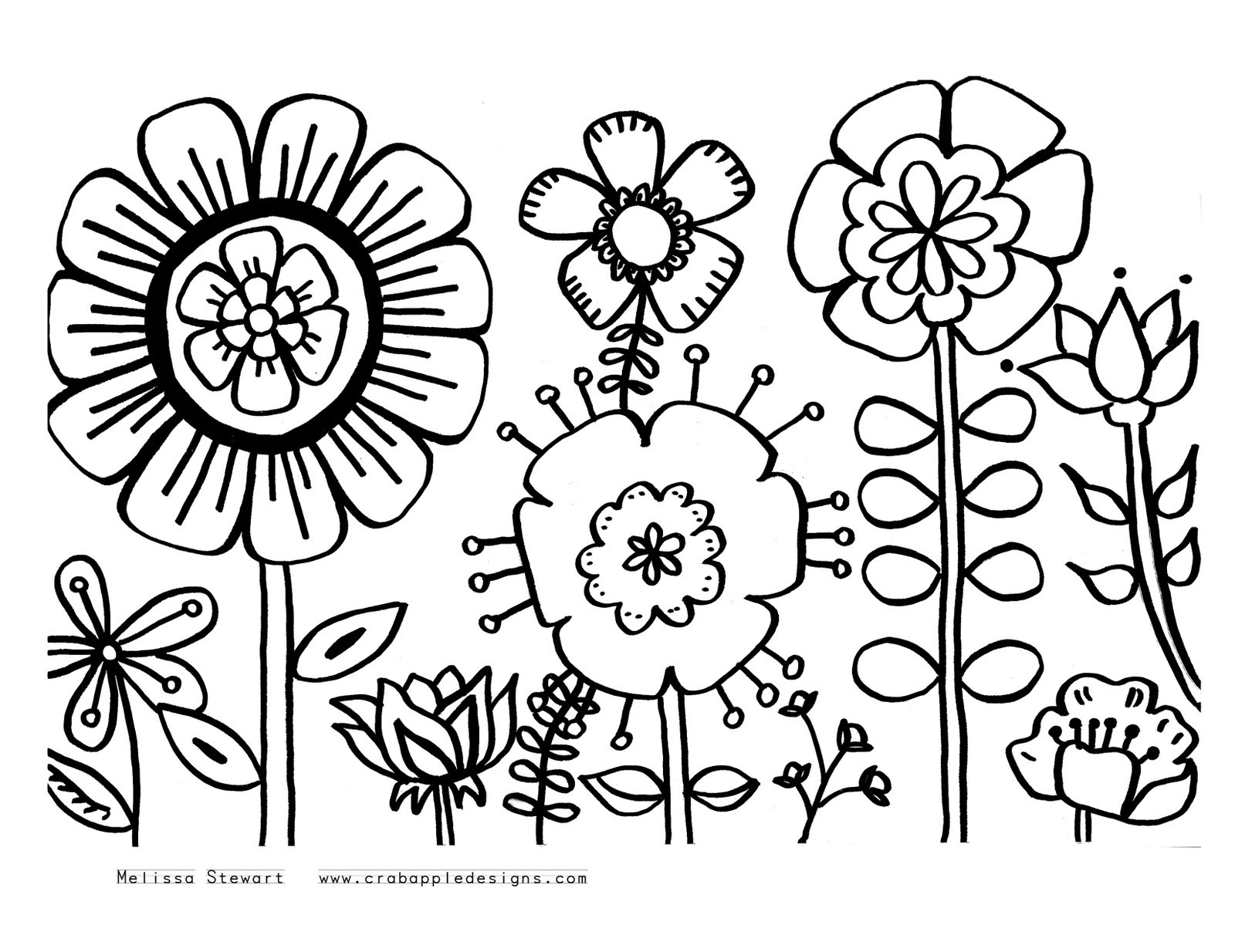 Printable Coloring Pages Flowers and butterflies